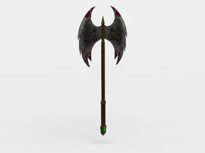 Axe long stick Low-poly 3D model