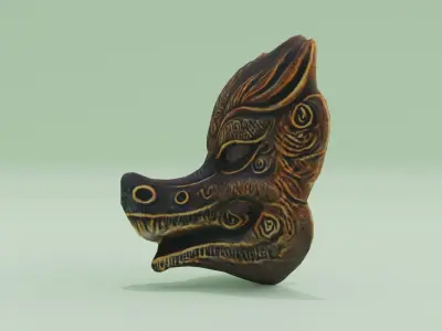 Wooden Dragon Mask Free low-poly 3D model