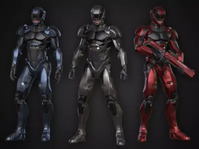 SciFi Trooper Low-poly 3D model