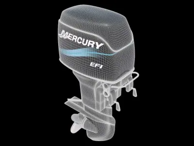 Fishing Boat Outboard Motor Low-poly 3D model
