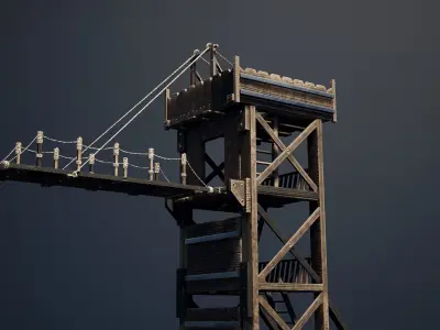 Medieval Siege Weapon - Siege Tower Low-poly 3D model