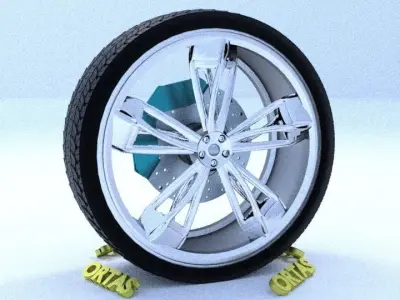 ORTAS CAR RIM 29 GAME READY RIM TIRE AND DISC 3D model