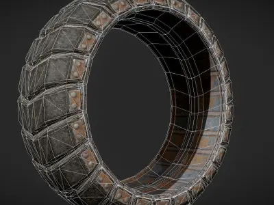 Futuristic Tire Rusty Version Low-poly 3D model