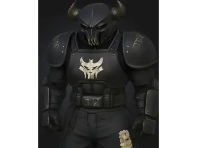 Dark Armored Warrior Demon Low-poly 3D model