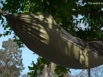 Camping Hammock with Mosquito Net Between Trees 3D model