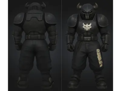 Dark Armored Warrior Demon Low-poly 3D model