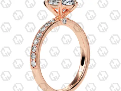 Ring 165 Marquise Shape milgrain pave set ring with Gems 3D print model