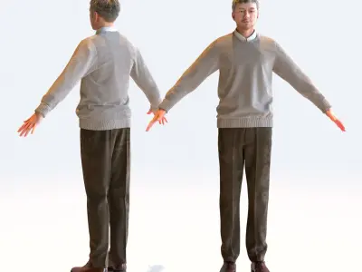 A Pose Asian Smart Casual Man Collection - 5 Models x 5 color variations 3D model