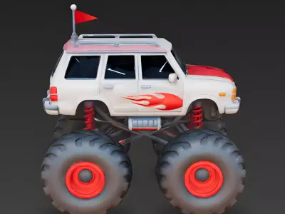 Turbo Toon Monster Truck 3D Model Low-poly 3D model