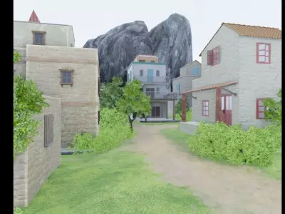 Lush Mountain Village 3D model