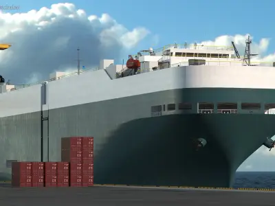 Car Carrier Cargo Ship Rigged 3D model