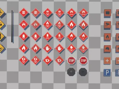 Street and Special Signs Part I Low-poly 3D model
