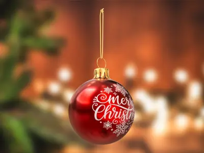 Red Christmas Ornament Merry Christmas Text &amp;ndash; Christmas Decoration 3D model