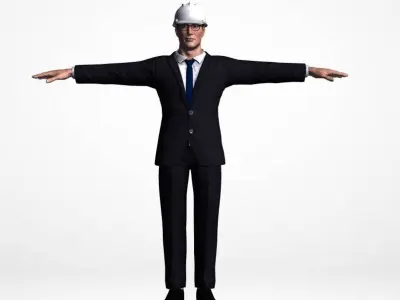 Worker Supervisor Character Rigged Low-poly 3D model