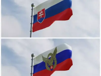 Animated Slovakia Flags 3D model