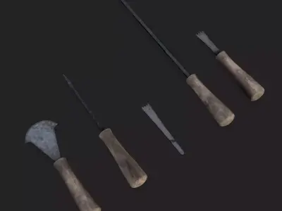 Leather Working Hand Tools Low-poly 3D model
