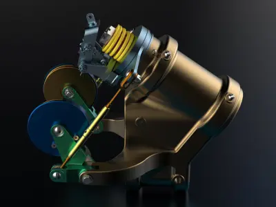 P-51D Mustang TW Steering Mech and Spindle Housing 3D print model