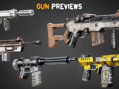20 Game-Ready Futuristic Guns and Texture      Vol 10   Low-poly 3D model