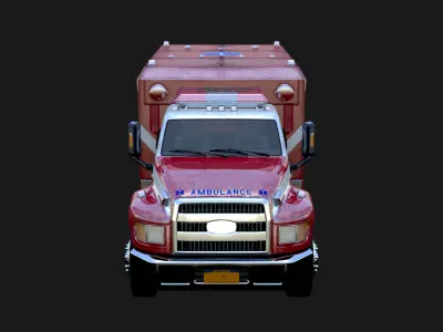 1980 Ambulance 3D Model Quality Realistic Rendered With Textured Low-poly 3D model