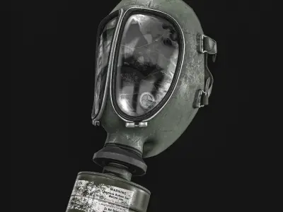 Full face Gas Mask Package Low-poly 3D model