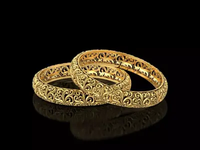 Floral Carved Filigree Bangle 3D print model