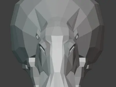 Low Poly Hippo with Concrete Texture Low-poly 3D model
