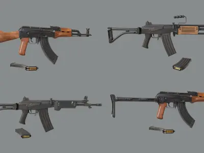  4 Assault Rifle All PBR Unity UE Textures Included 