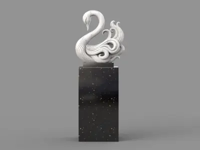 swan sculpture 3D model purchase