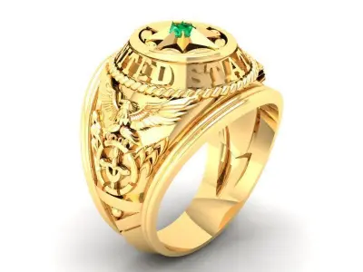 Military United Emblem Signet Ring for Men  443 3D print model