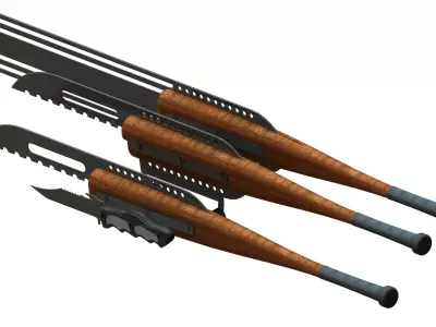 Armes blanche couteau et machette 3D model