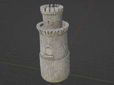 Medieval Castle Tower - Low-Poly - Game-Ready Low-poly 3D model