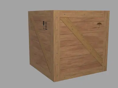 low poly 1 wooden box Low-poly 3D model
