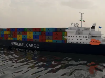 Cargo Ship 1  Low-poly 3D model