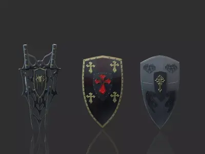 Shield set three different shields 3D model