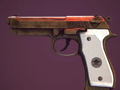 Beretta 92fs Gold  Low-poly 3D model