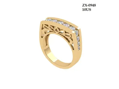 Solitaire Wedding Band 3D print model 16
