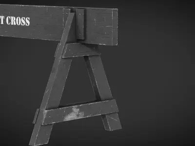 Police Barrier Wooden Low-poly 3D model