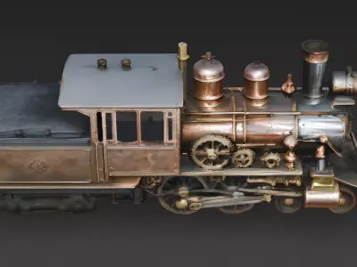 Realistic Steampunk Steam Locomotive 3D Model Low-poly 3D model