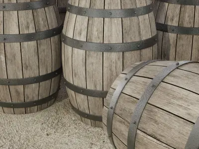 wooden barrel Low-poly 3D model 18