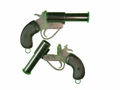 WW2 British Flare Gun Low-poly 3D model