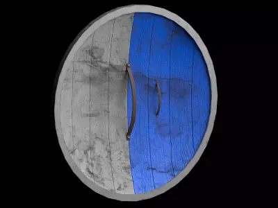Wooden Shield Set Low-poly 3D model