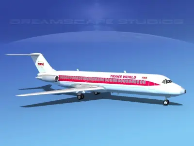 Douglas DC-9-30 TWA 3D model