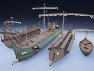 Ancient Ships Low-poly 3D model