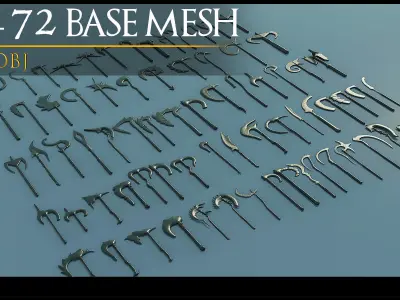 72 Models Of Weapons-Axe Weapon - Cold Weapons-3Dmodel-UV-Vol 04 Low-poly 3D model