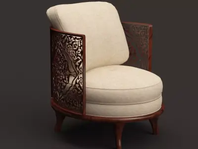 Classic oval wooden chair Free 3D model