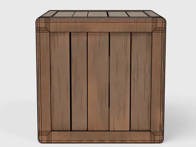 Simple Wood Box Low-poly 3D model