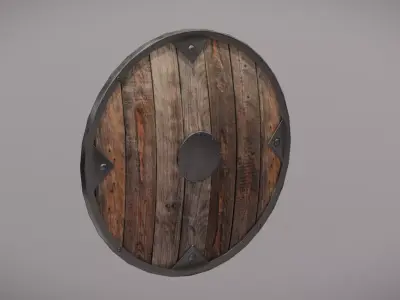Wooden Shield Low-poly 3D model 22