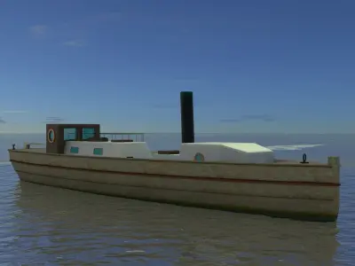 Steam Motor boat 1906 Low-poly 3D model