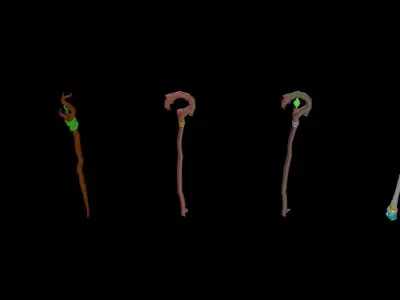 Magical Staffs Basic Pack Free low-poly 3D model