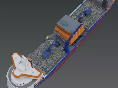 Subsea rock installation vessel Low-poly 3D model